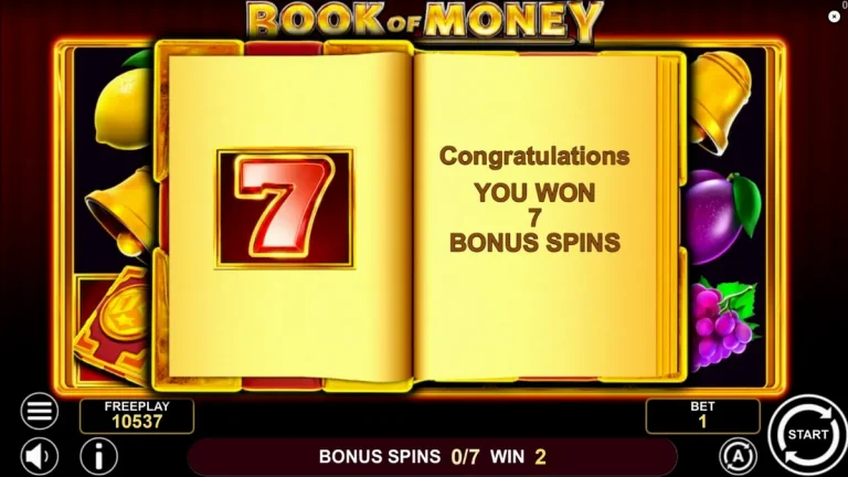 Tampilan layar permainan slot Book of Money di perangkat mobile