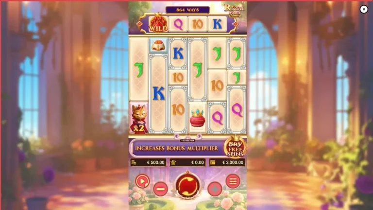 Tampilan visual slot Royal Paws Maxways dengan tema taman istana yang mewah