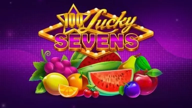 Tampilan antarmuka permainan slot 100 Lucky Sevens dengan simbol klasik.